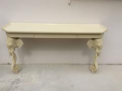 Vintage Gampel and Stoll Elephant Wall Console Table Desk Fretwork Chinoiserie