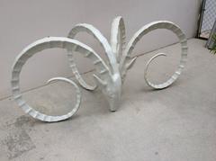 Rams Head Vintage Pair of Ibex Gazelle Dining Table Desk Bases White Antelope