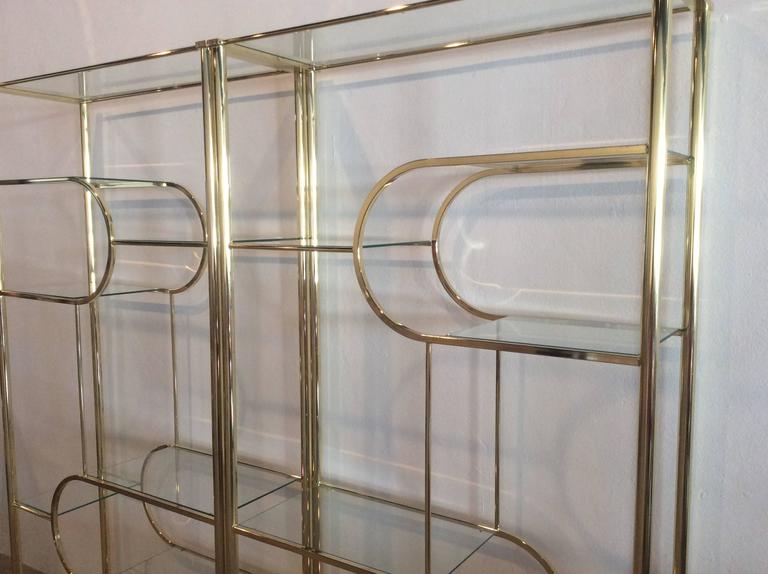 Pair Brass Etageres DIA Design Institute of America Vintage Glass