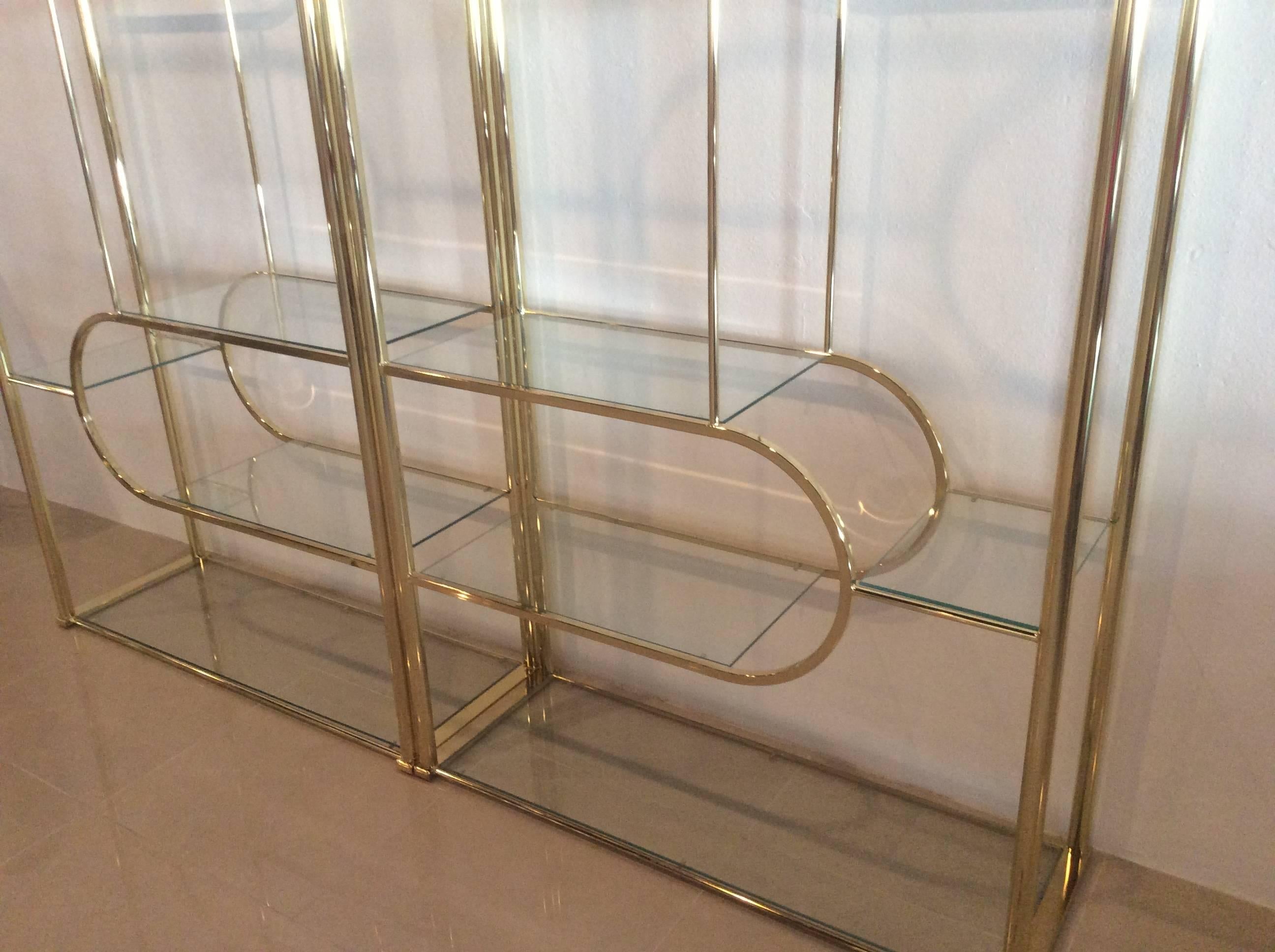 brass and glass shelf vintage