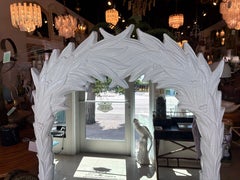 Vintage Newly Lacquered White Roche Style Palm Frond Leaves Leaf Wall Mirror