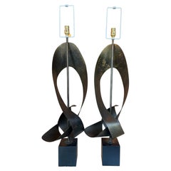 Pair Harry Balmer & Harold Weiss for Laurel Ribbon Brutalist Table Lamps