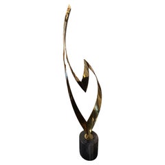 Vintage-Statue aus Messing und Marmor von Curtis Jere, signiert: „Eternal Flame“