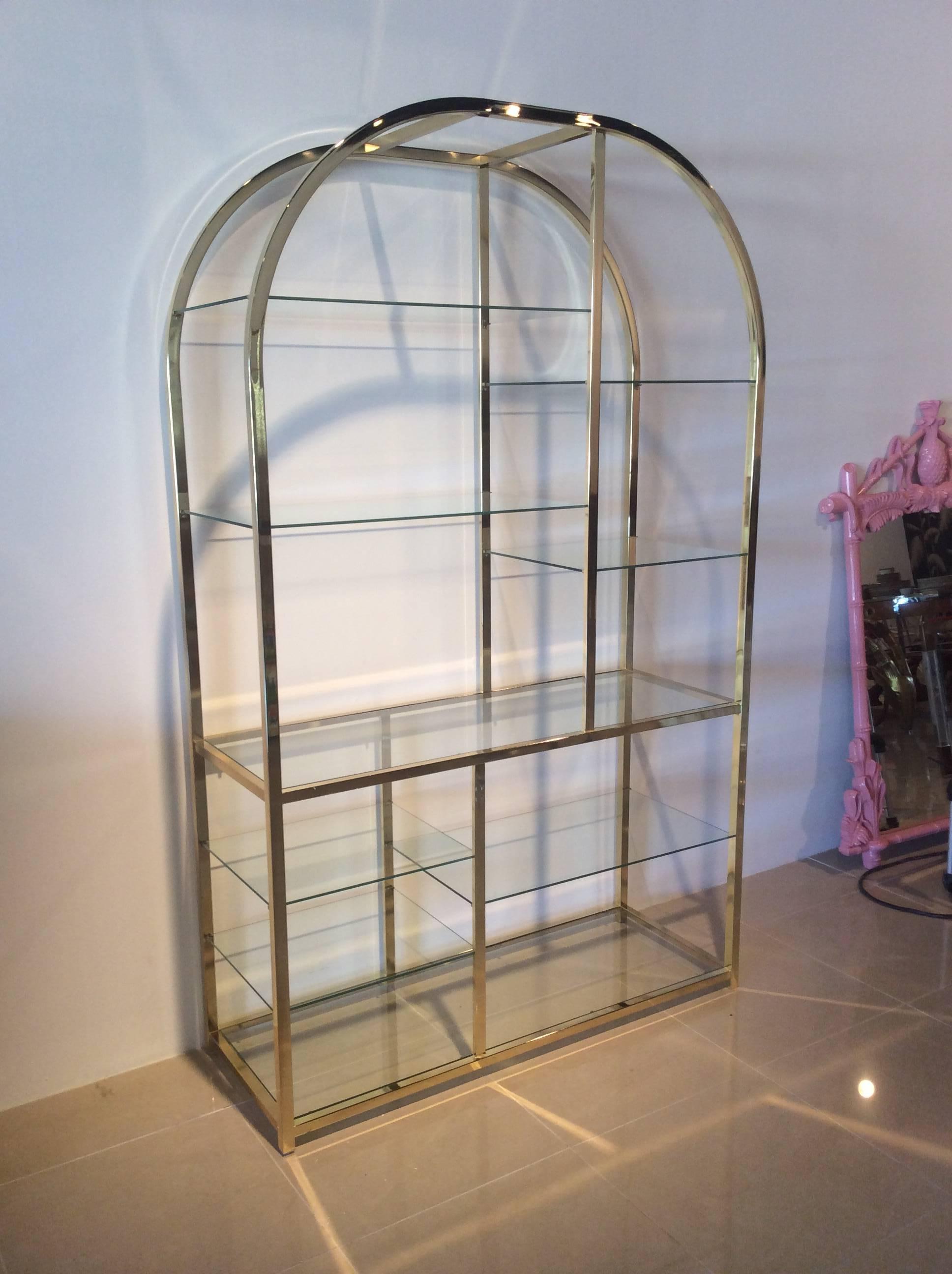 Design Institute of America DIA Vintage Brass Etagere Shelf 1