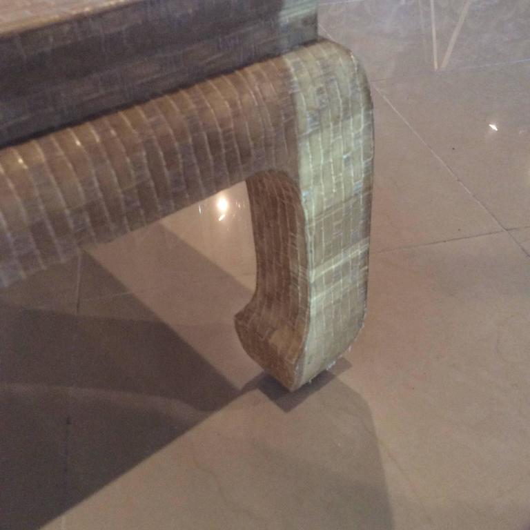 Baker Furniture Grasscloth Linen Wrapped Vintage Coffee Cocktail Table