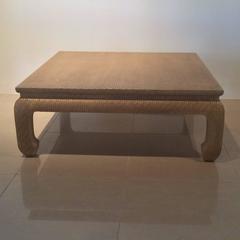 Baker Furniture Grasscloth Linen Wrapped Vintage Coffee Cocktail Table Ming