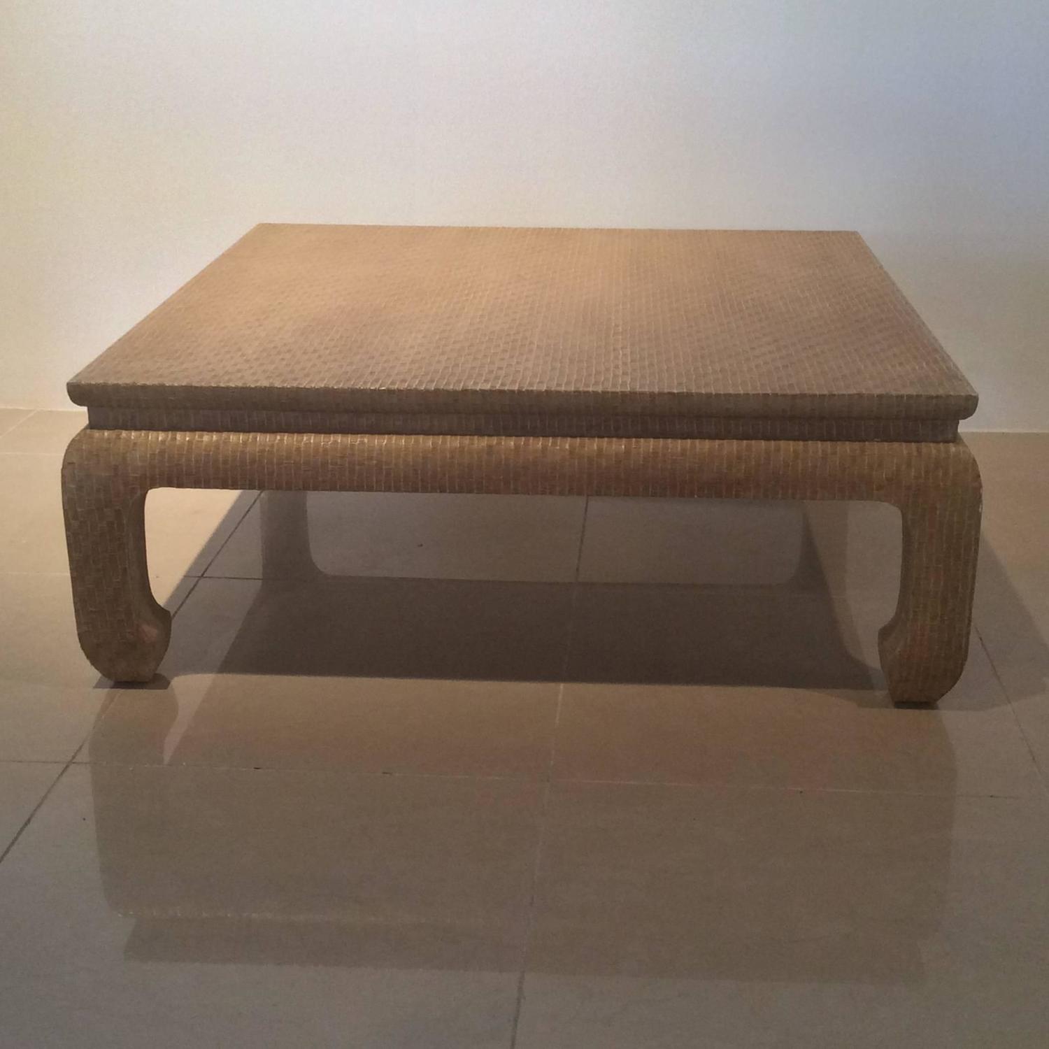 Baker Furniture Grasscloth Linen Wrapped Vintage Coffee ...