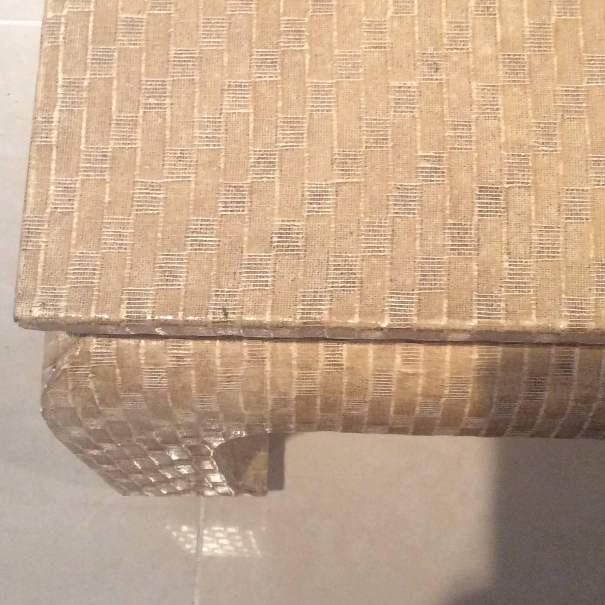linen wrapped coffee table