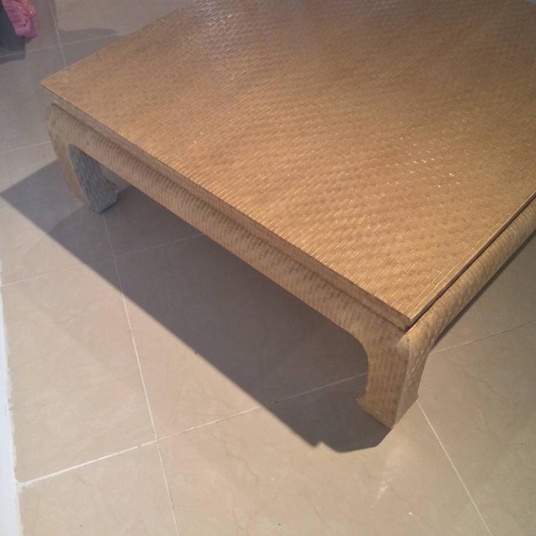 Baker Furniture Grasscloth Linen Wrapped Vintage Coffee Cocktail Table