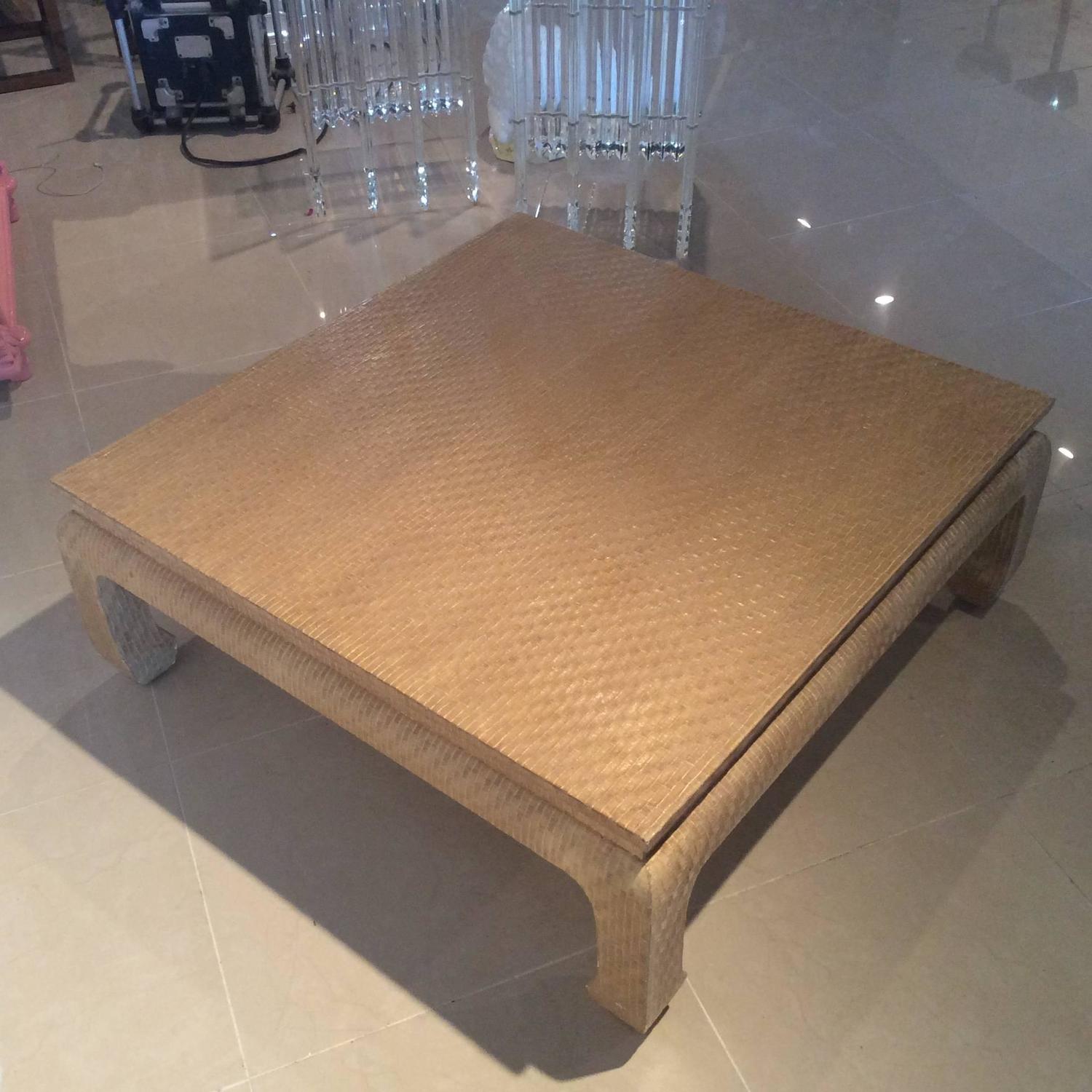 Baker Furniture Grasscloth Linen Wrapped Vintage Coffee Cocktail Table