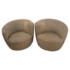 Vintage Pair Vladimir Kagan Nautilus Corkscrew Swivel Lounge Chairs