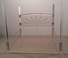 Lucite and Chrome Four Post Canopy Bed King-Size Vintage Headboard Mid-Century