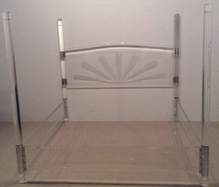 lucite and chrome four post canopy bed king-size vintage headboard lucite and chrome four post canopy bed king-size vintage headboard