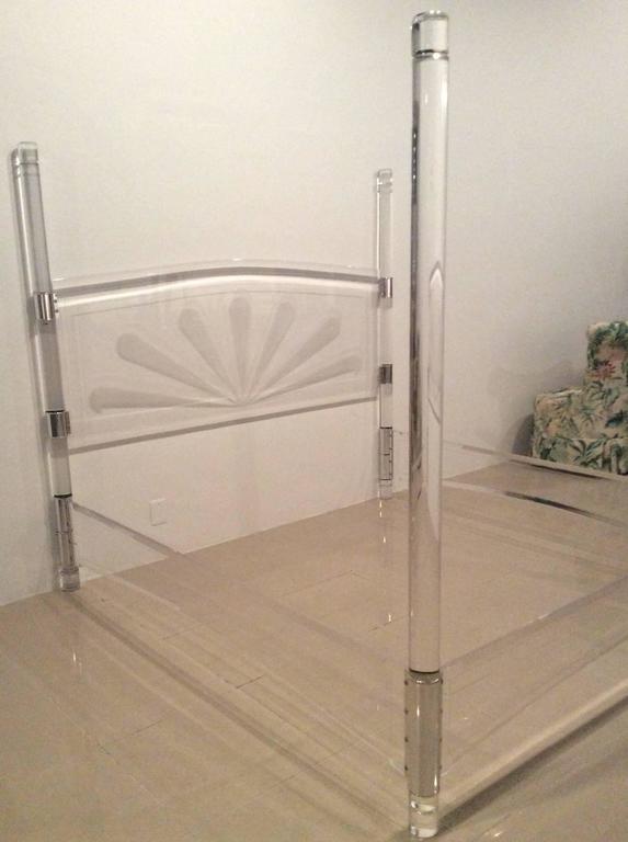 Lucite and Chrome Four Post Canopy Bed KingSize Vintage Headboard MidCentury at 1stDibs