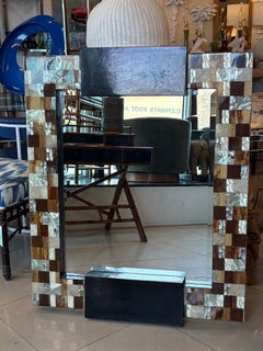 Marquis Collection Beverly Hills Wall Mirror Stone Pen Coconut Shell Wood