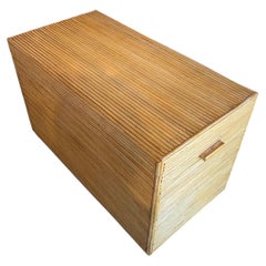 Coffre vintage en rotin et bambou « Pencil Reed », Palm Beach