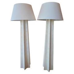 Michael Taylor Monumental Pair 1970s Plaster Stone Floor Lamps Newly Wired