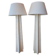 Michael Taylor Monumental Pair 1970s Plaster Stone Floor Lamps Newly Wired