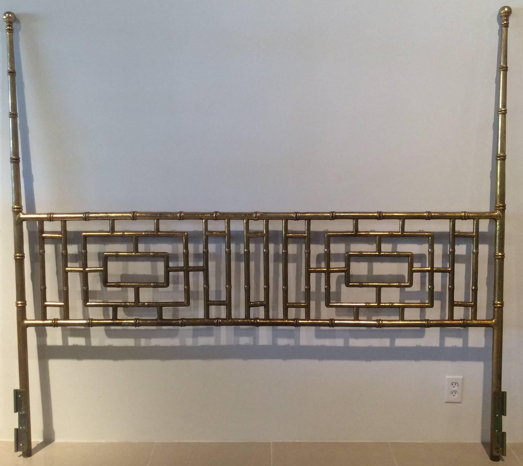 Faux Bamboo Chinese Chippendale Vintage King-Size Headboard Bed Geometric 1