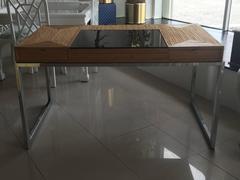 Milo Baughman Style Pencil Reed Chrome Desk Mid-Century Modern Bamboo Vintage