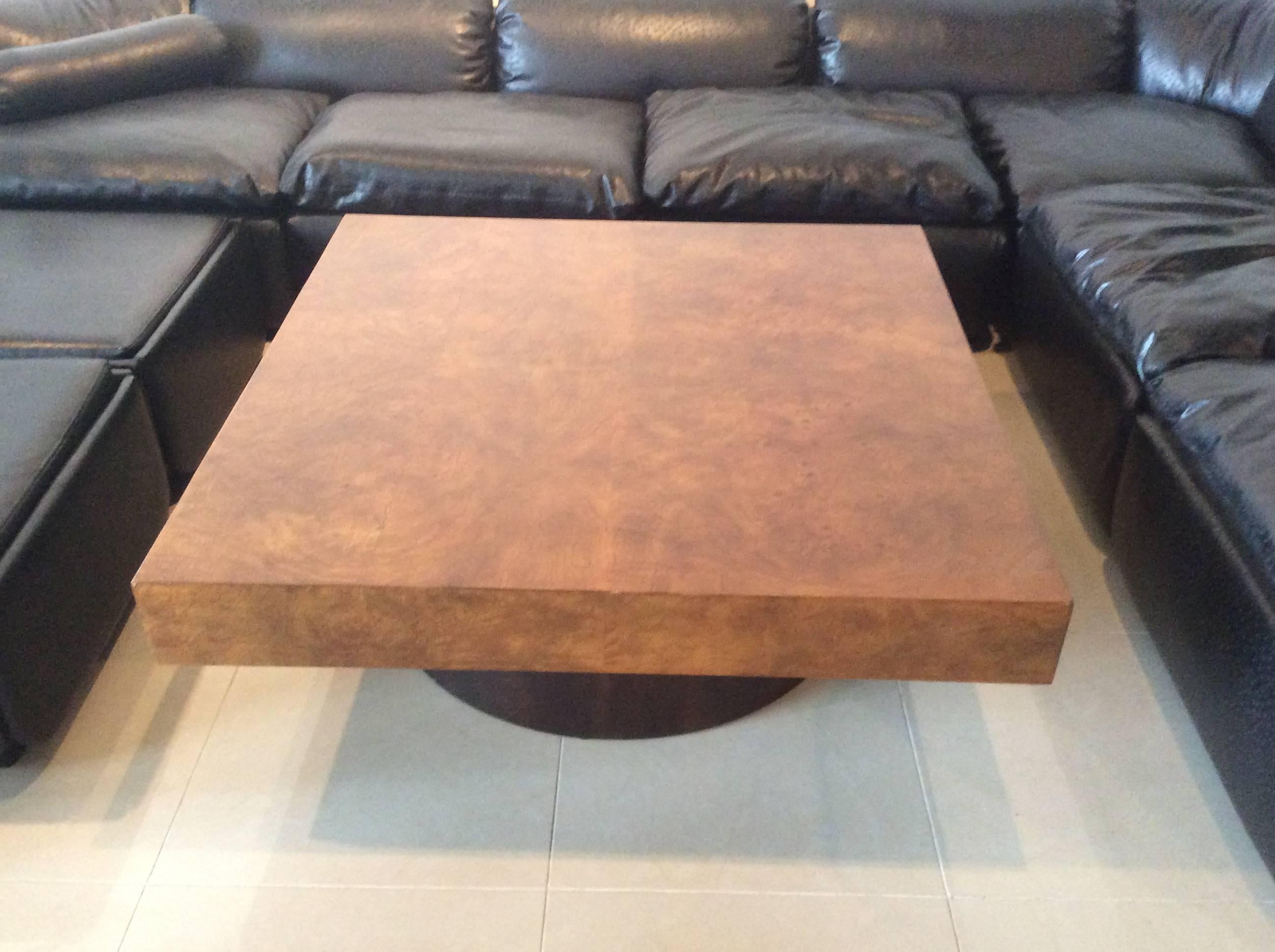 American Milo Baughman Burl Wood Coffee Cocktail Table Mid-Century Modern Patchwork