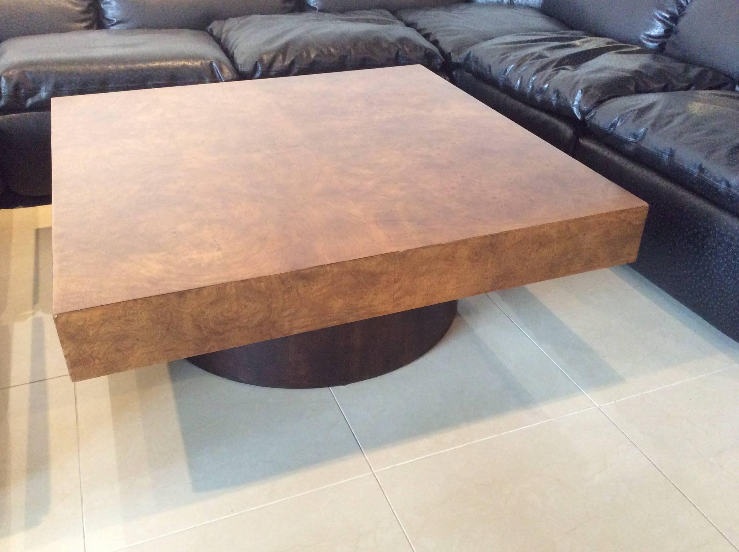 Late 20th Century Milo Baughman Burl Wood Coffee Cocktail Table Mid-Century Modern Patchwork
