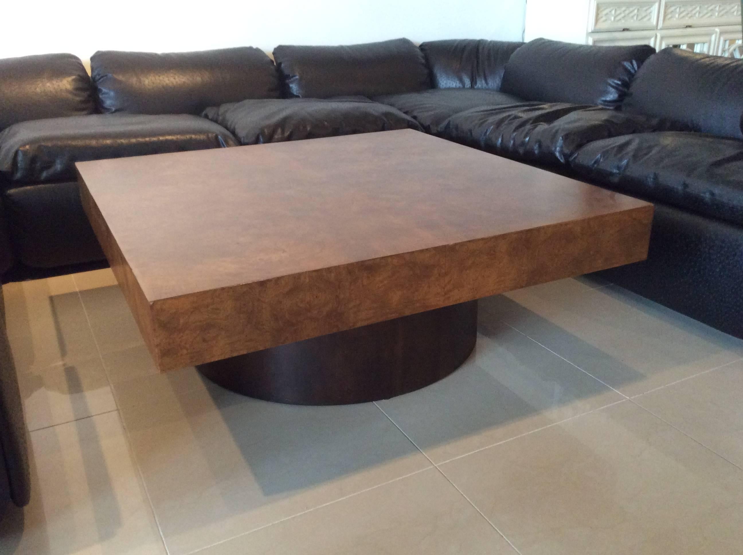 Milo Baughman Burl Wood Coffee Cocktail Table Mid-Century Modern Patchwork 1
