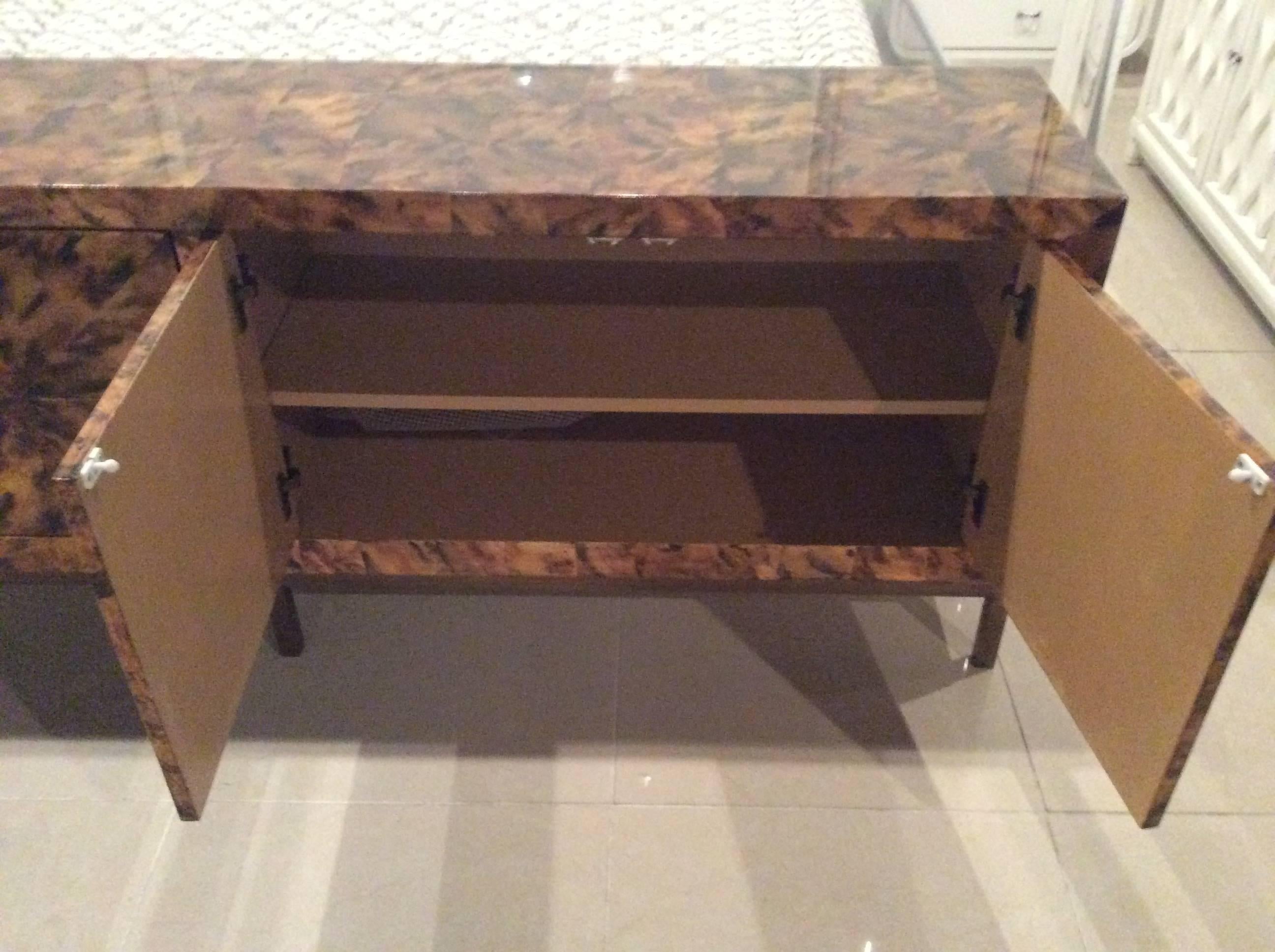 Credenza Buffet Dresser Brass Tortoise Shell  Mid-Century Modern Sideboard 4