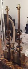 Stiffel Brass Table Lamps for Tommi Parzinger Geometric Hollywood Regency