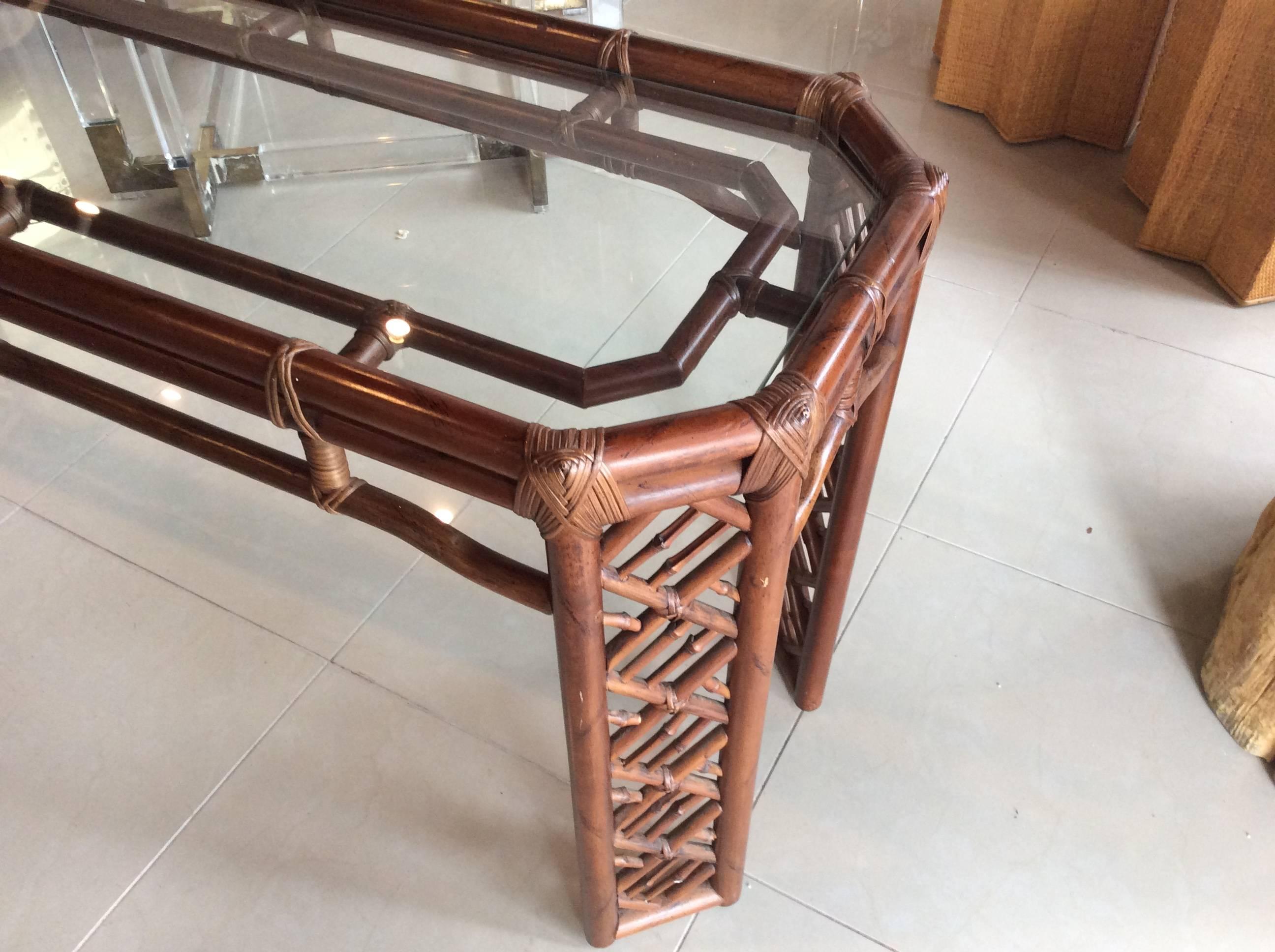 vintage bamboo console table