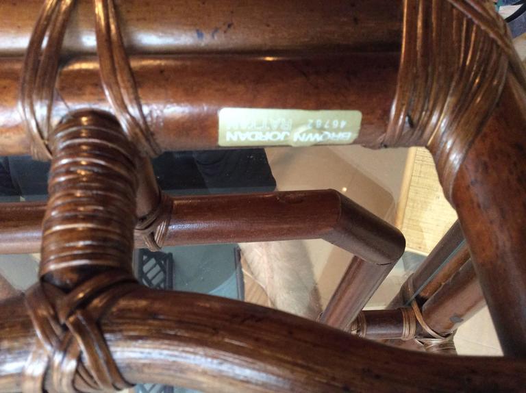 Brown Jordan Rattan Console Table Faux Bamboo Hollywood Regency Wicker