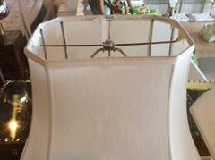 Pair of Lucite Stacked Table Lamps Karl Springer Style Hollywood Regency Shades