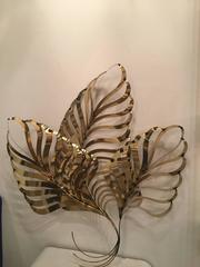 Curtis C. Jere Brass Palm Tree Frond Leaf Wall Hanging Metal Tropical Beach