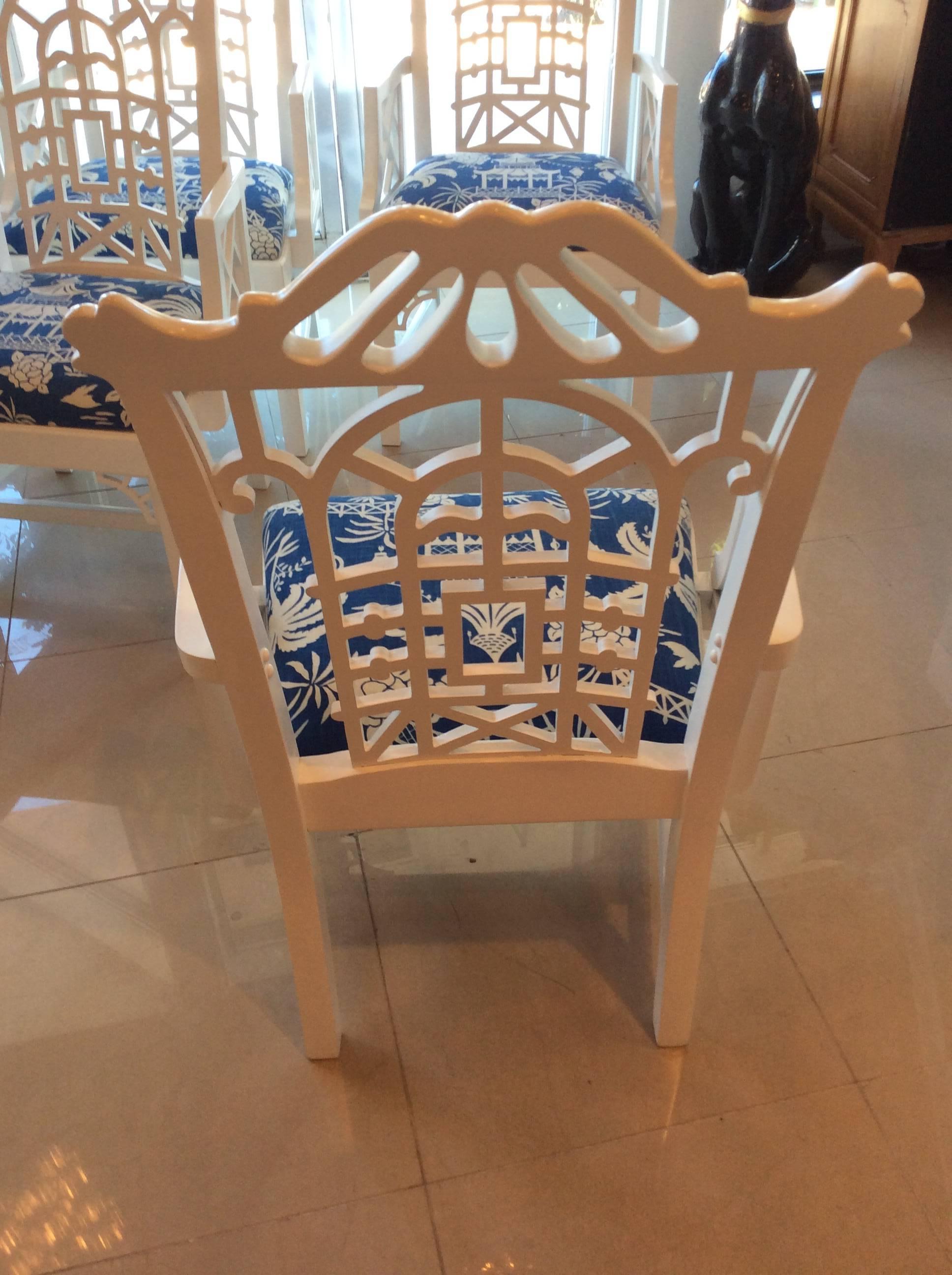 Mid-20th Century Pair of Pagoda Lacquered Dining Chairs Arm American of Martinsville Lacquered