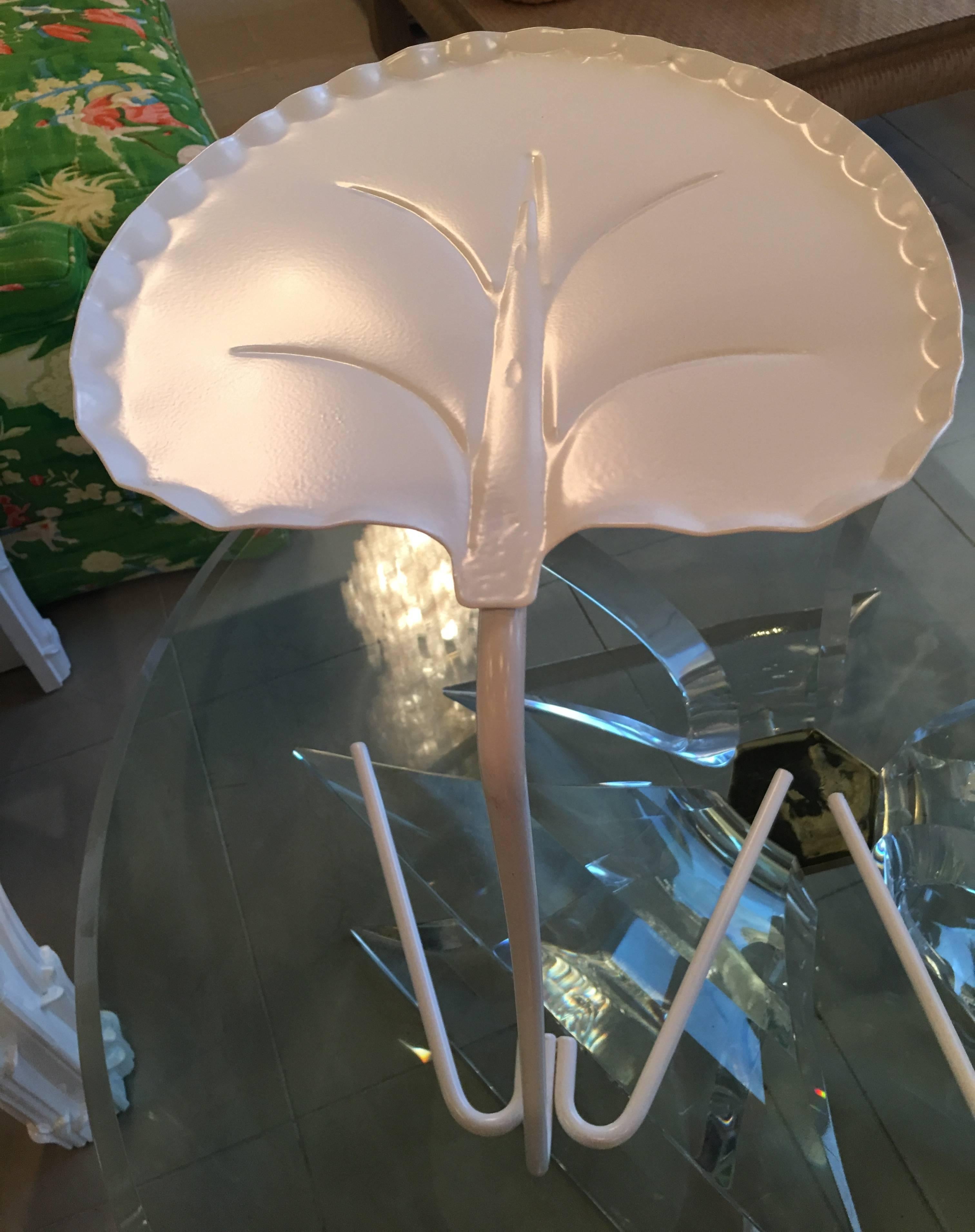 Metal Salterini Pair of Lily Pad Leaf Side End Nesting Tables Newly Powdercoated White
