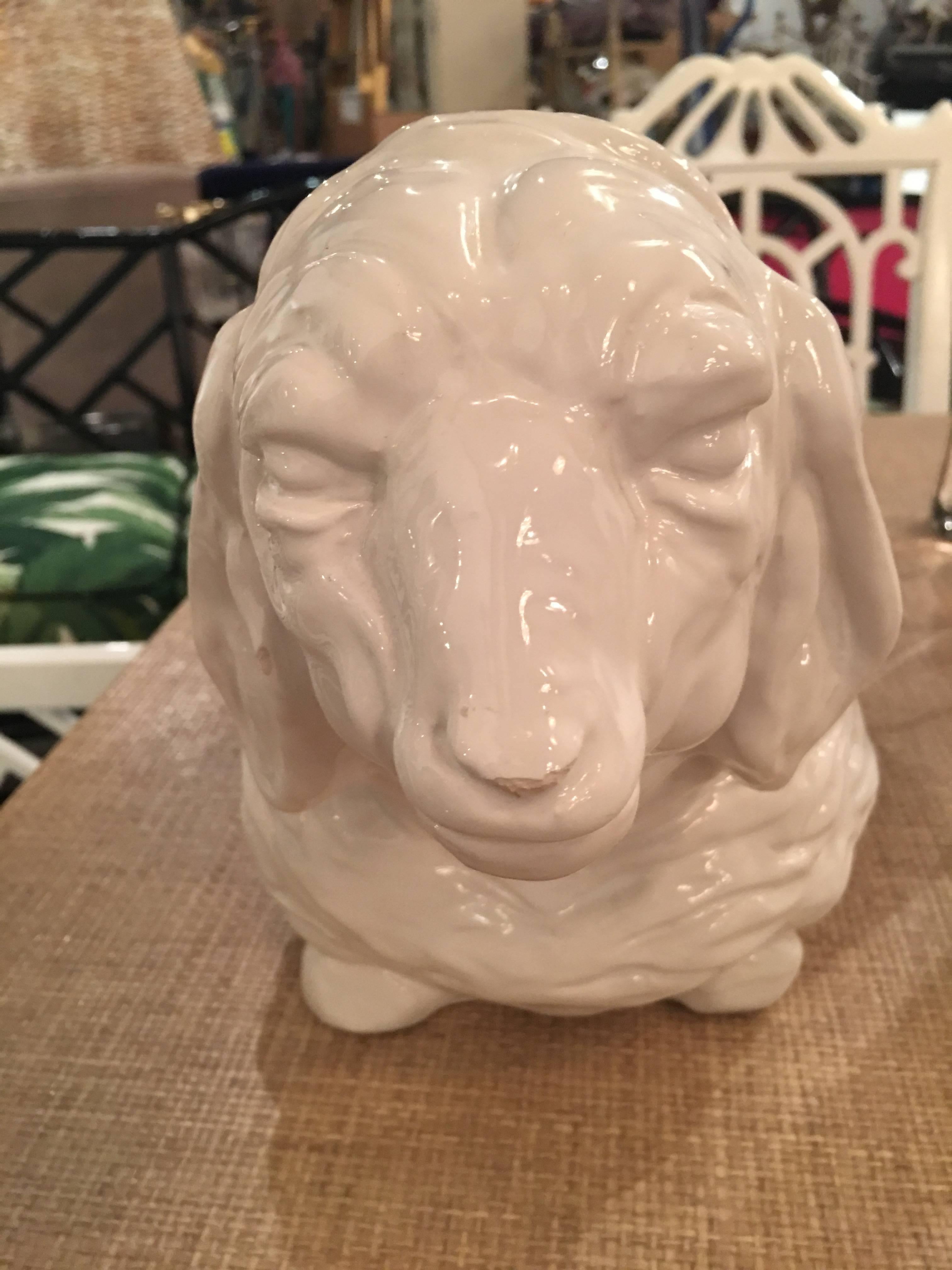 Vintage white ceramic lamb or sheep plant pot, planter. Made in Italy. No chips or breaks.