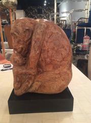 Estatua de mono madre y bebé gorila tallada en piedra firmada LEW Siegel