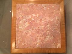 Pink Agate Marble Stone Bird's-Eye Maple Wood End Side Drink Table, Vintage