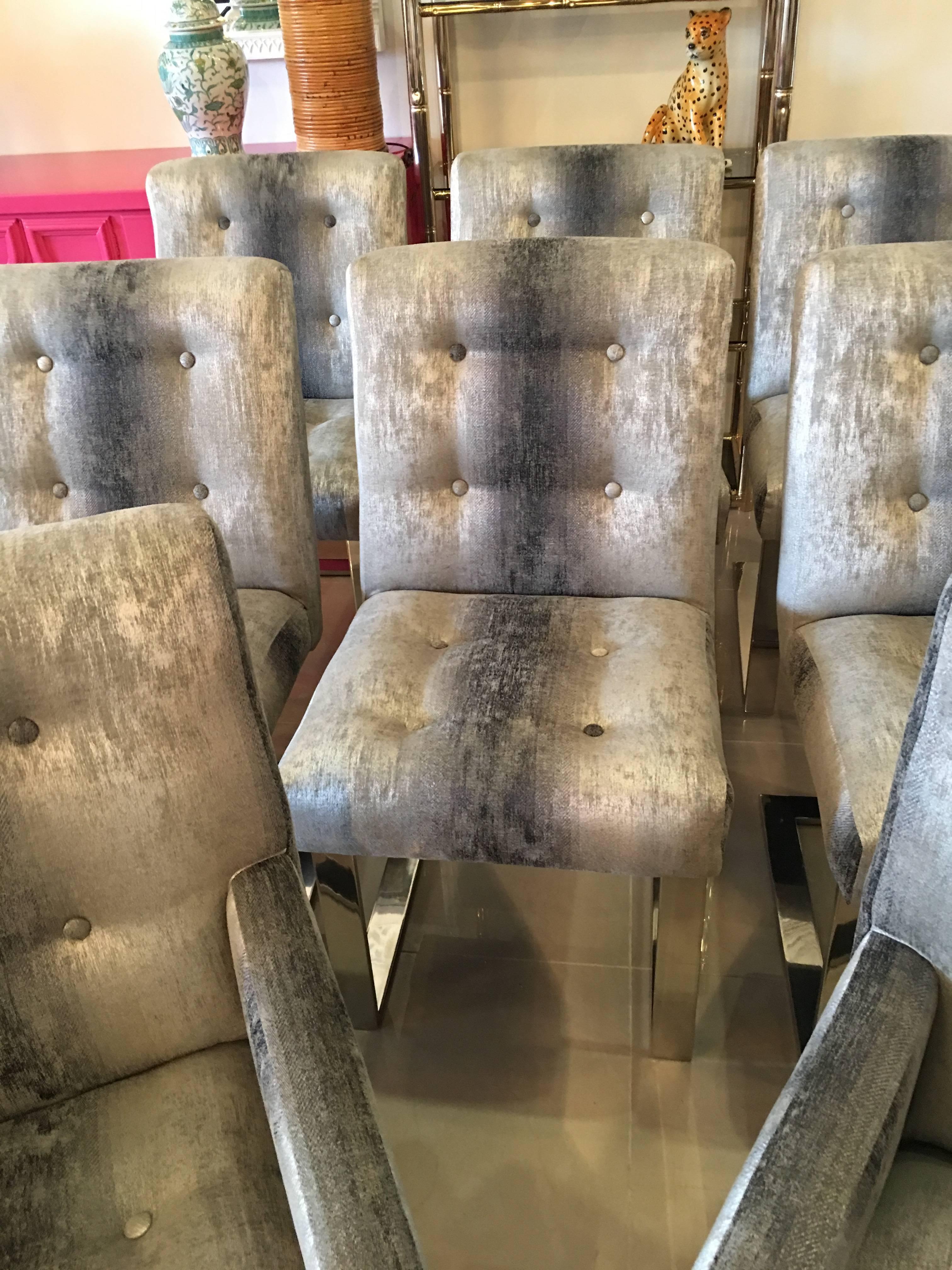 Paul Evans Set of Eight Dining Chairs Arm Side Chrome Cantilever In Good Condition In West Palm Beach, FL