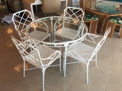 Brown Jordan Five Pc Patio Set Calcutta Faux Bamboo Armchairs Table Arm Chairs