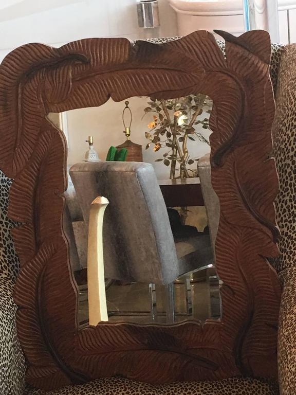 Tropical Leaf Vintage Wood Wall Mirror, Palm Beach Hollywood Regency at 1stDibs tropical