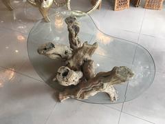 Driftwood Couchtisch, Cocktail-Glastisch Palm Beach, Vintage, Zypressenholz