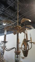 Palm Tree Frond Leaf Leaves Chandelier Vintage Metal Tropical Hollywood Regency