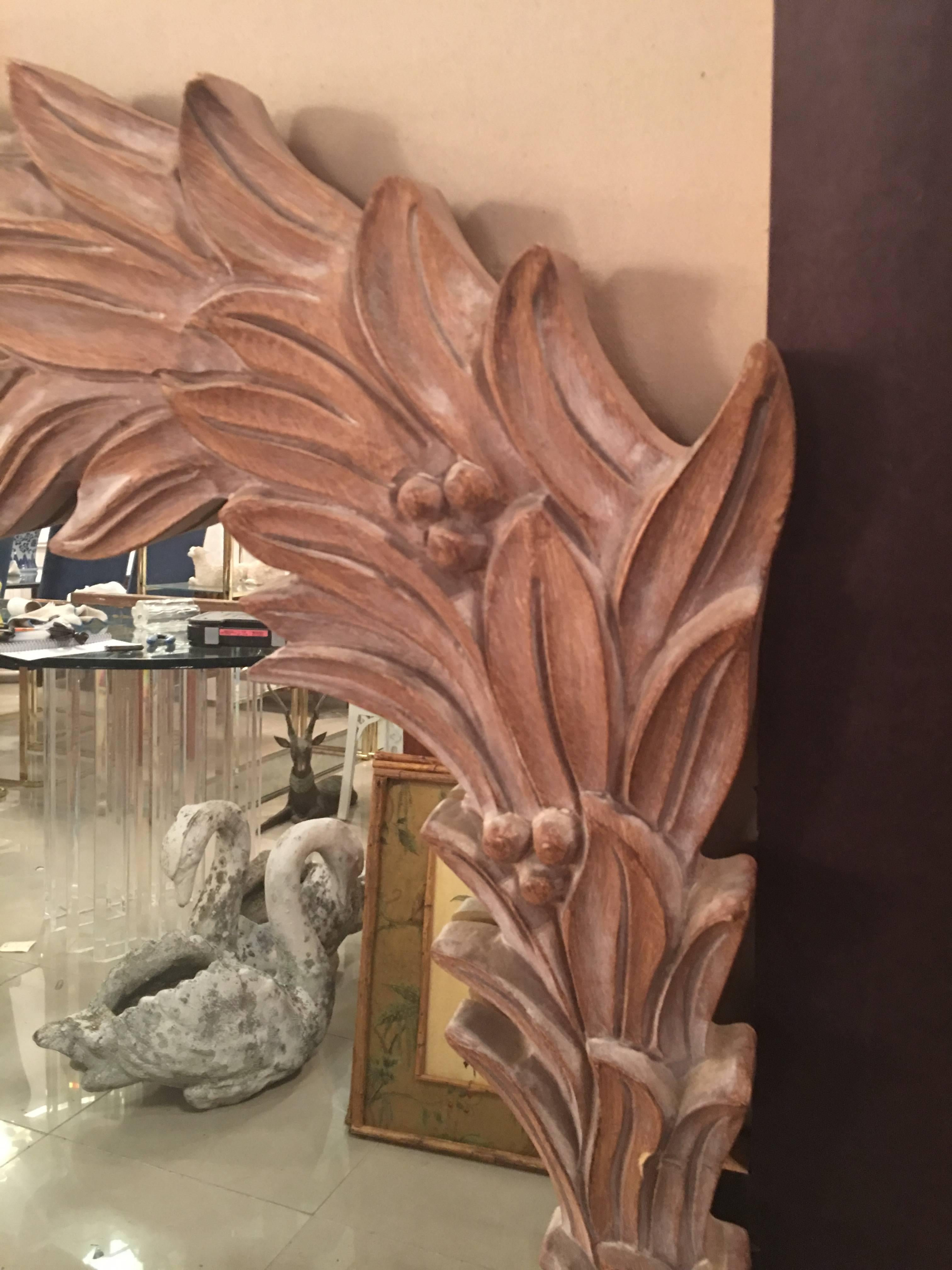 American Vintage Palm Frond Wall Mirror Leaf Serge Roche Style Tropical Palm Beach