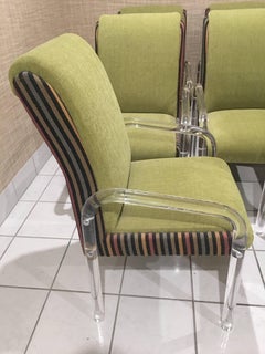 Set of Eight Vintage Lucite Dining Arm Chairs Armchairs by Leon Pace