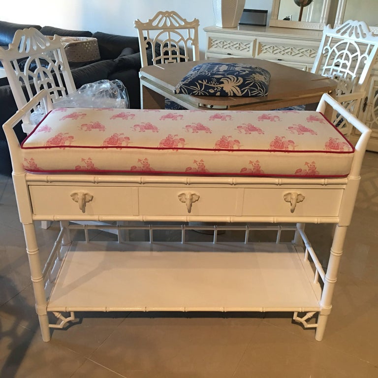 Faux Bamboo Baby Changing Table Lilly Pulitzer Elephant Pink Lacquered