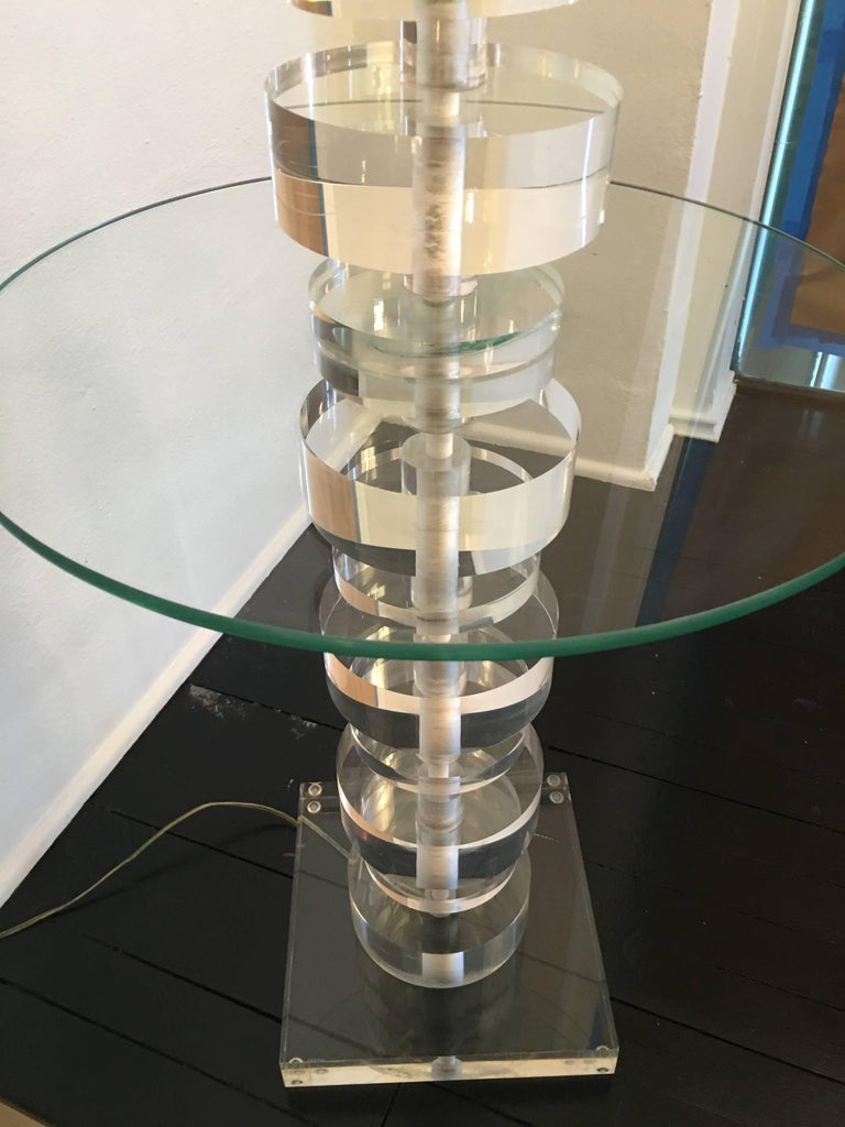 Lucite Floor Lamp Table Signed Marlee Geometric Vintage at 1stDibs