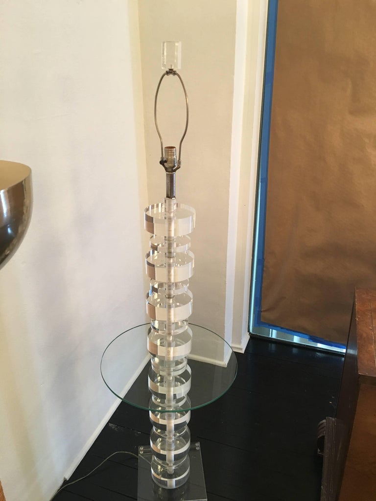 Lucite Floor Lamp Table Signed Marlee Geometric Vintage at 1stDibs