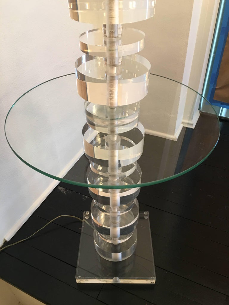 Lucite Floor Lamp Table Signed Marlee Geometric Vintage at 1stDibs
