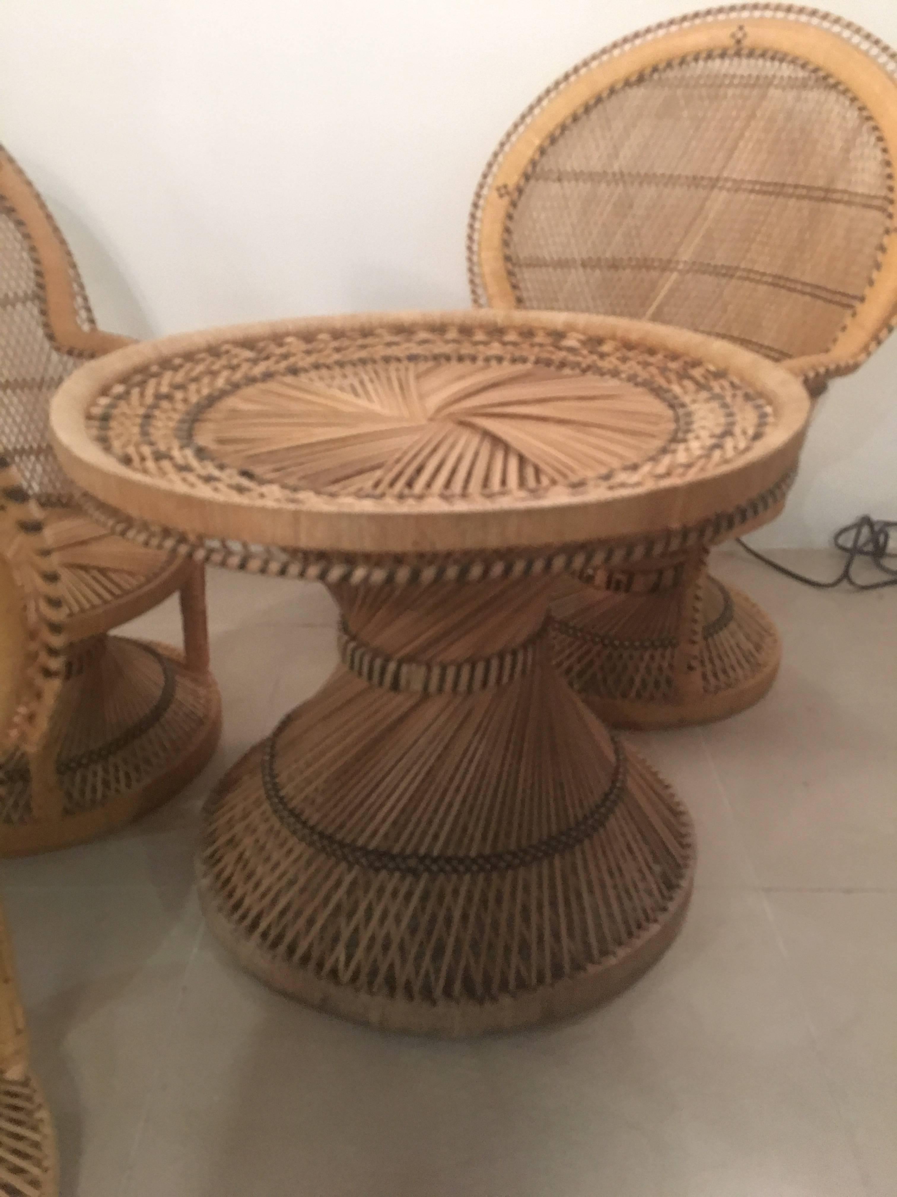 American Rattan Wicker Children's Dining Table and Chair Set